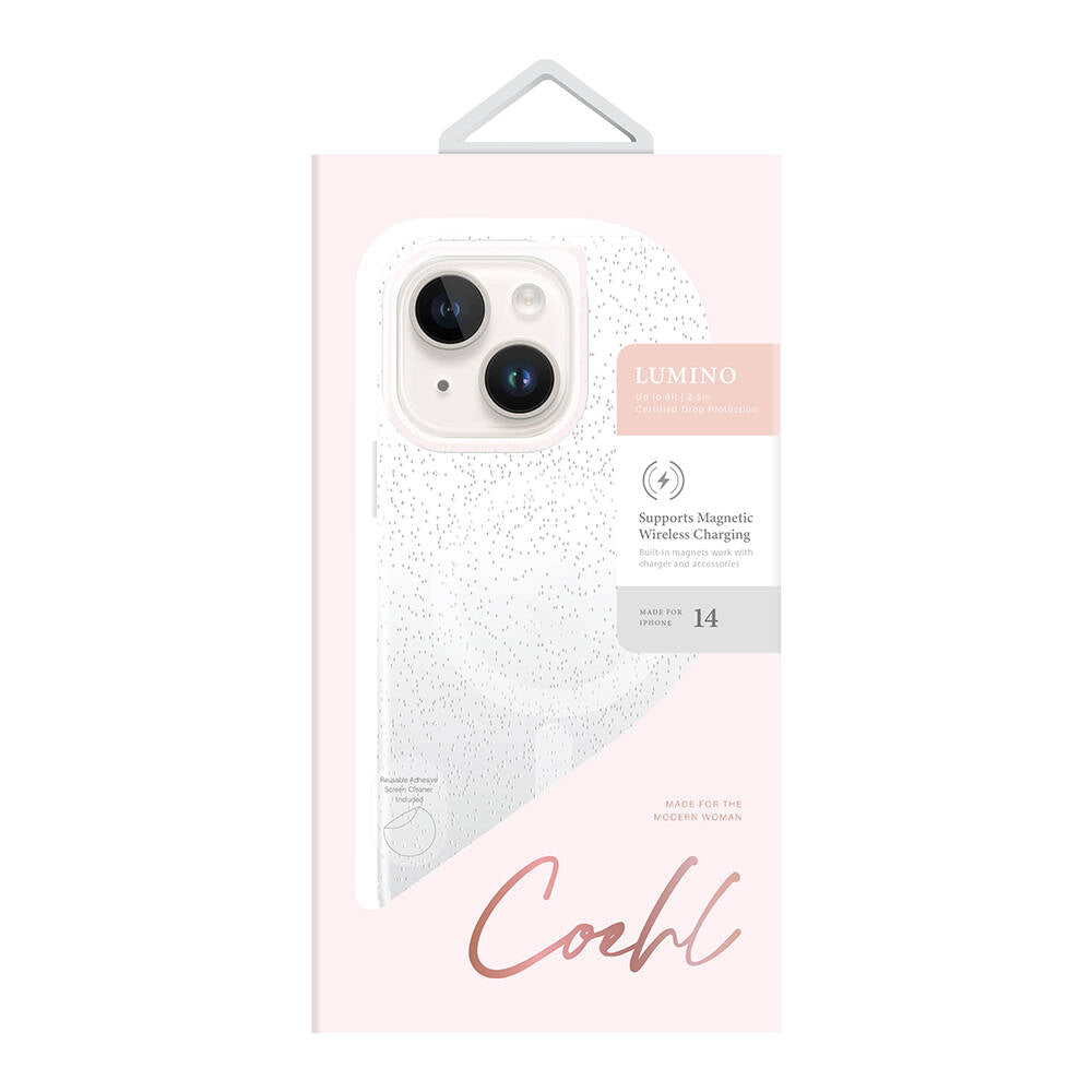 Coehl Lumino iPhone 14 M-safe Şarj Özellikli Simli Arka Yüzey Telefon Kılıfı
