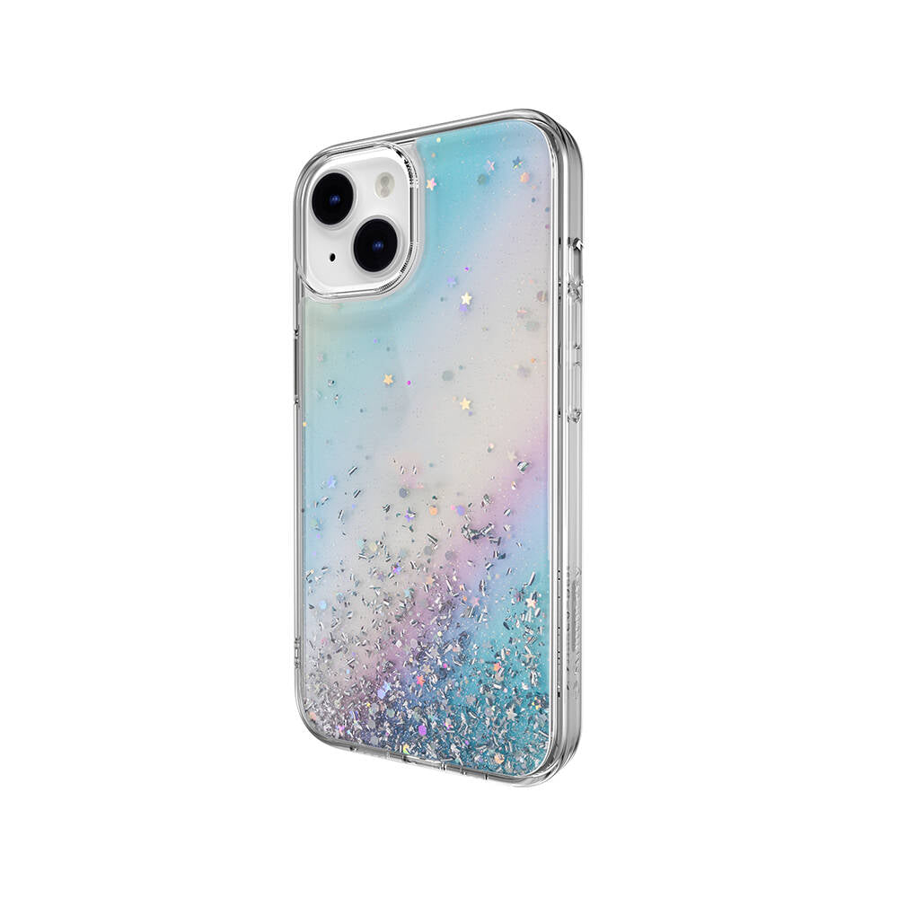 Switcheasy Starfield iPhone 14 Parlayan Simli Şeffaf Lisanslı Kılıf
