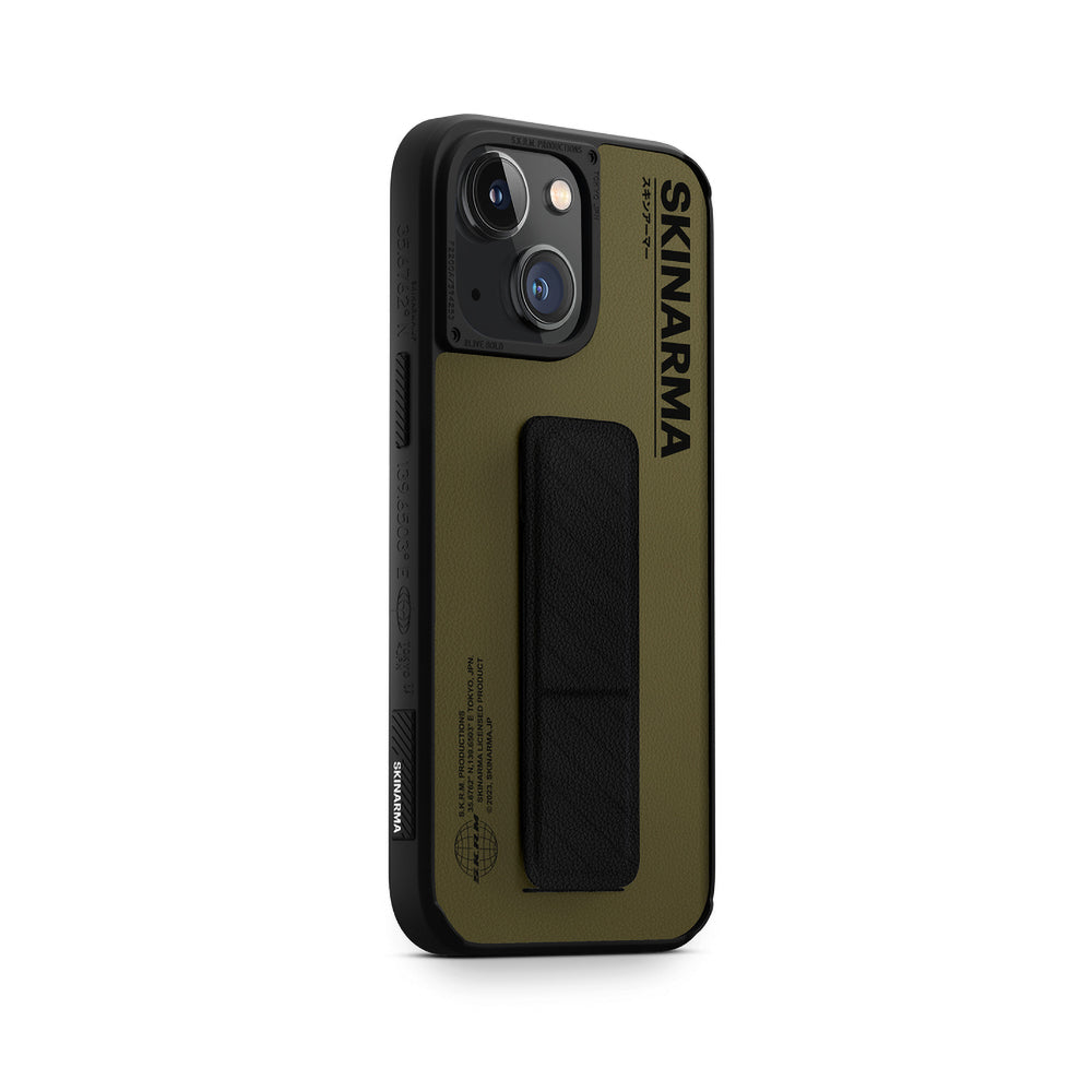 SkinArma iPhone 14 Standlı Deri Görünümlü Gyo Telefon Kılıfı
