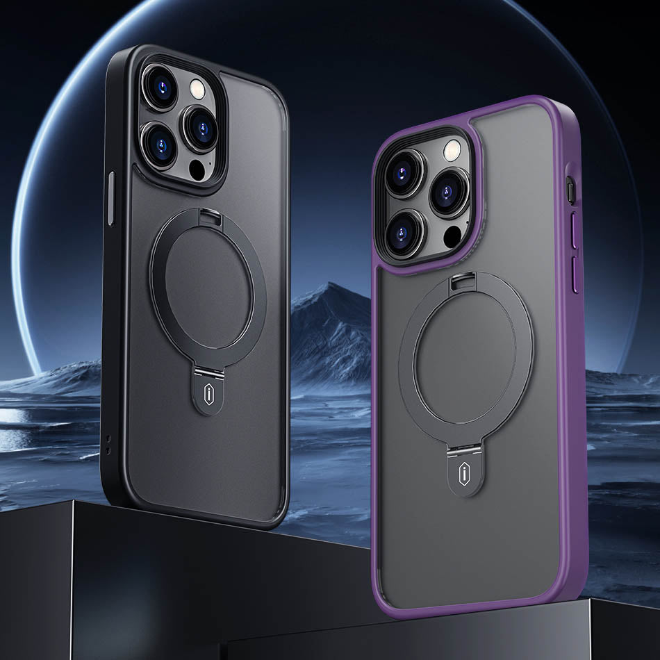 Wiwu ZMM-010 iPhone 14 Kılıf M-safe Şarj Özellikli Parmak İzi Bırakmayan Mat Transparan Standlı Telefon Kılıfı - 1