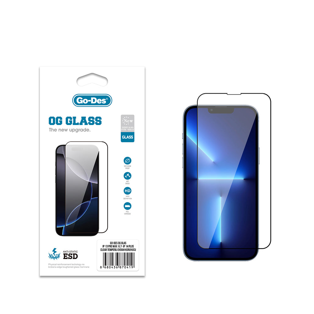 Go Des OG Glass iPhone 14 Plus Antistatik Temperli Cam Ekran Koruyucu