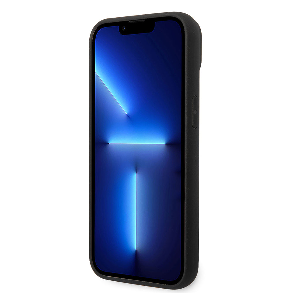 Ferrari iPhone 14 Plus Orjinal Lisanlı Klasik Metal Logolu Karbon Şerit Desenli Kılıf
