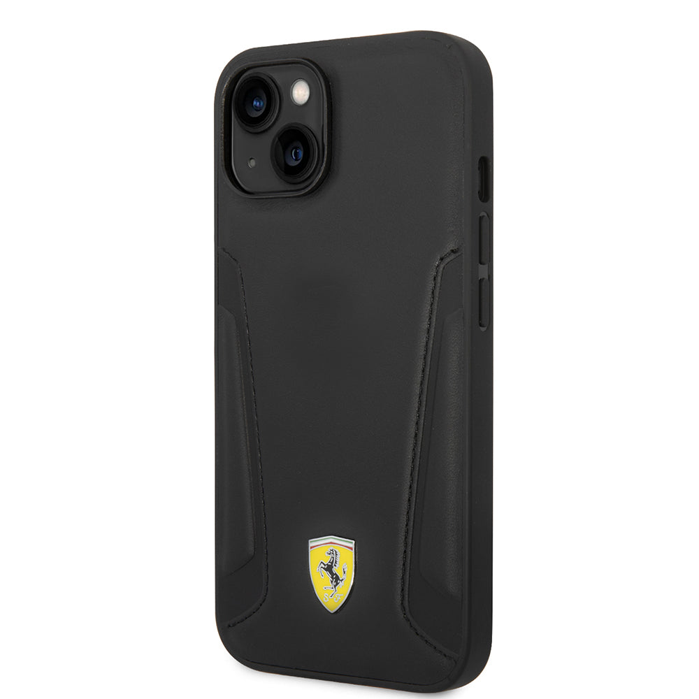iPhone 14 Plus Kılıf Ferrari Orjinal Lisanslı M-safe Şarj Özellikli Deri Kenarları Damgalı Dizayn Kılıf