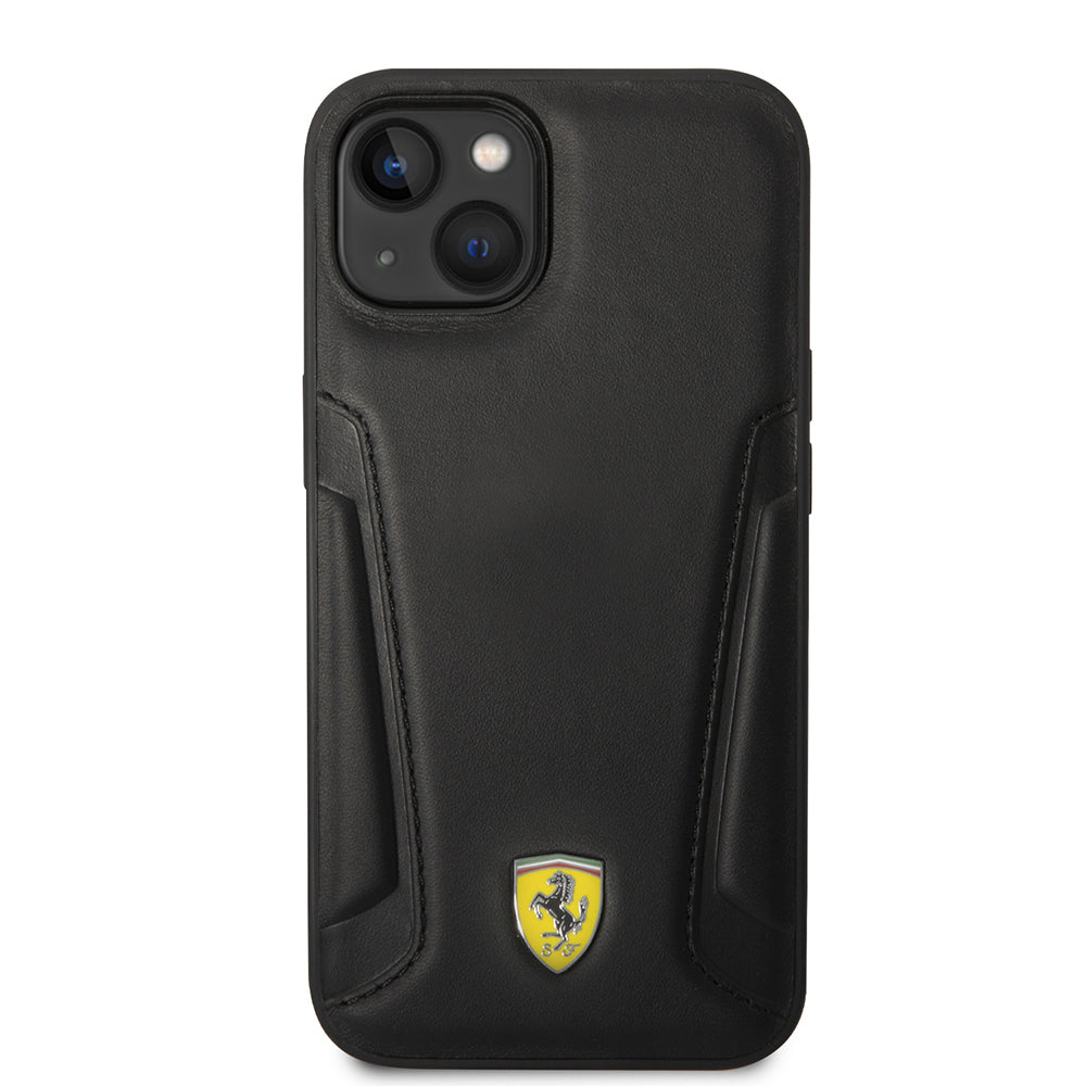 iPhone 14 Plus Kılıf Ferrari Orjinal Lisanslı M-safe Şarj Özellikli Deri Kenarları Damgalı Dizayn Kılıf