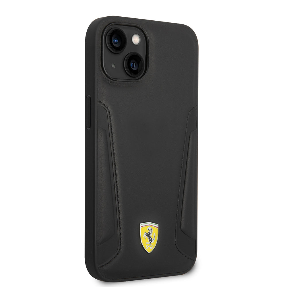 iPhone 14 Plus Kılıf Ferrari Orjinal Lisanslı M-safe Şarj Özellikli Deri Kenarları Damgalı Dizayn Kılıf