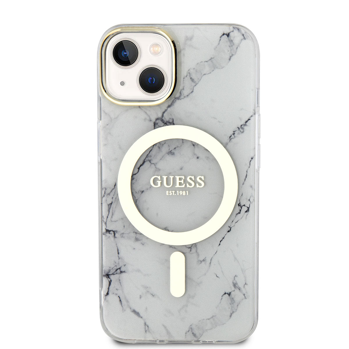 Guess iPhone 14 Plus Magsafe Şarj Özellikli Mermer Desenli Telefon Kılıfı