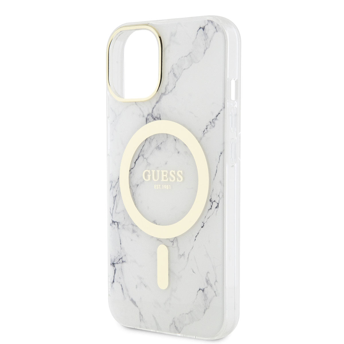 Guess iPhone 14 Plus Magsafe Şarj Özellikli Mermer Desenli Telefon Kılıfı