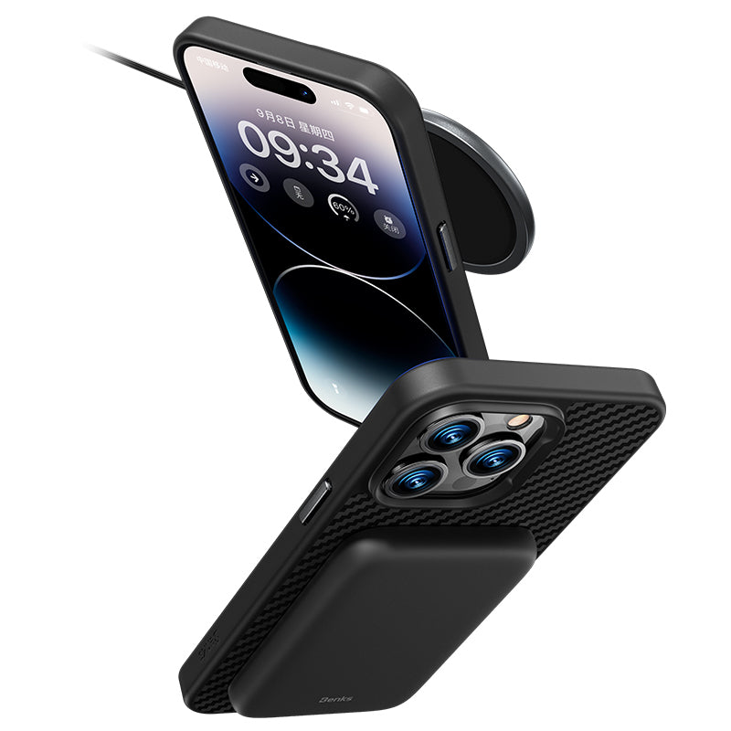 Benks Hybrid ArmorPro 1500D iPhone 14 Plus Karbon Fiber M-safe Şarj Özellikli Kevlar Kılıf