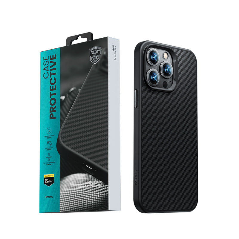 Benks Hybrid ArmorPro 1500D iPhone 14 Plus Karbon Fiber M-safe Şarj Özellikli Kevlar Kılıf