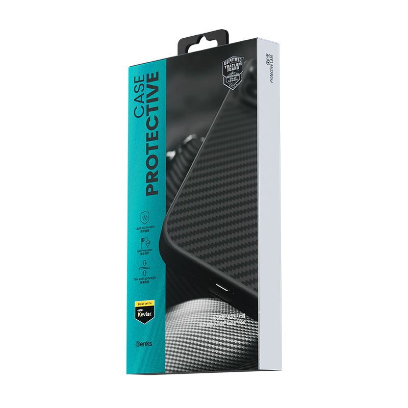 Benks Hybrid ArmorPro 1500D iPhone 14 Plus Karbon Fiber M-safe Şarj Özellikli Kevlar Kılıf