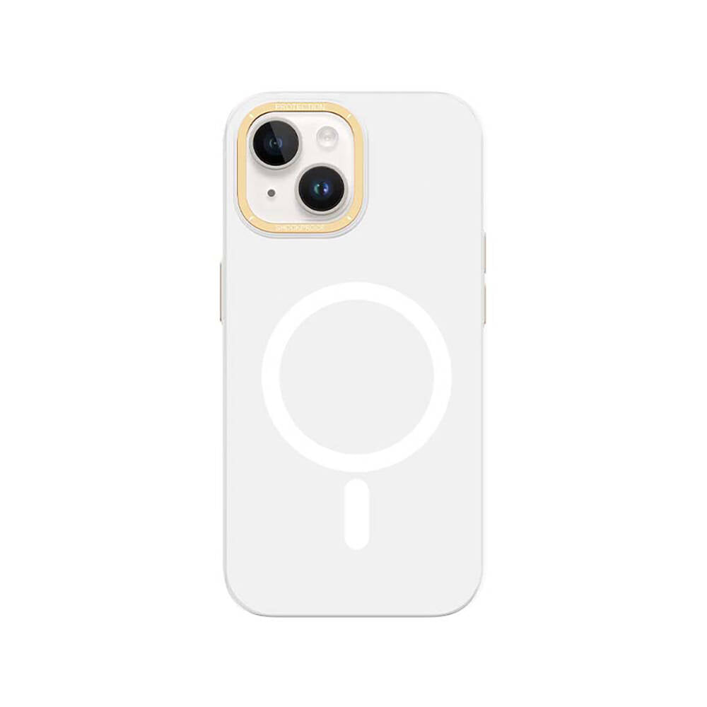 Recci Glaze Serisi iPhone 14 Plus M-safe Şarj Özellikli Metal Kamera Çerçeveli Kılıf