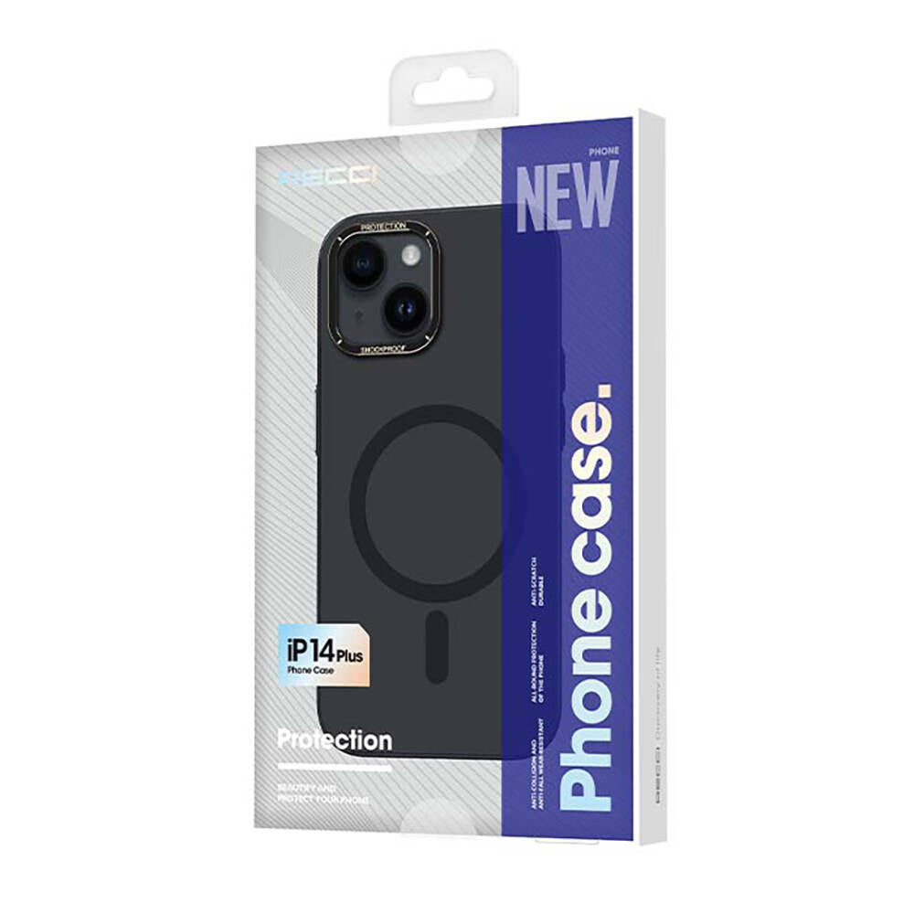 Recci Glaze Serisi iPhone 14 Plus M-safe Şarj Özellikli Metal Kamera Çerçeveli Kılıf