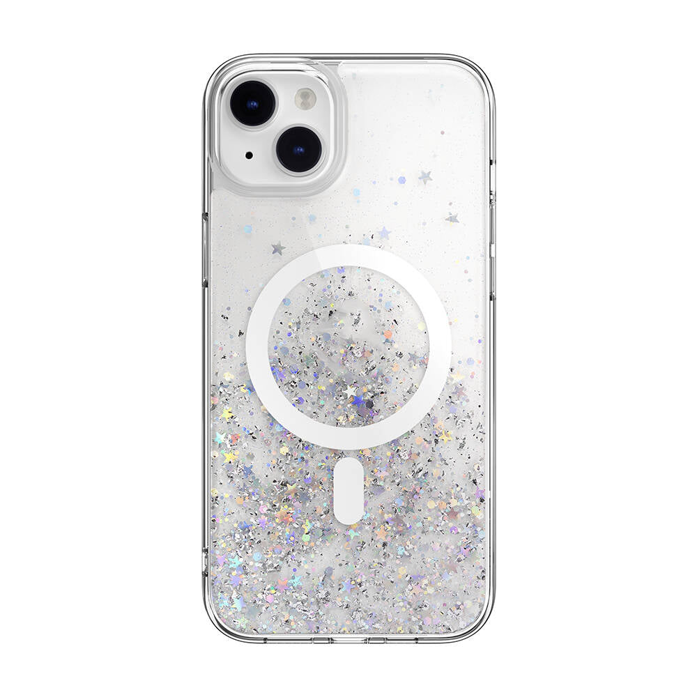 Switcheasy Starfield-M iPhone 14 Plus M-safe Şarj Özellikli Parlayan Simli Şeffaf Lisanslı Kılıf