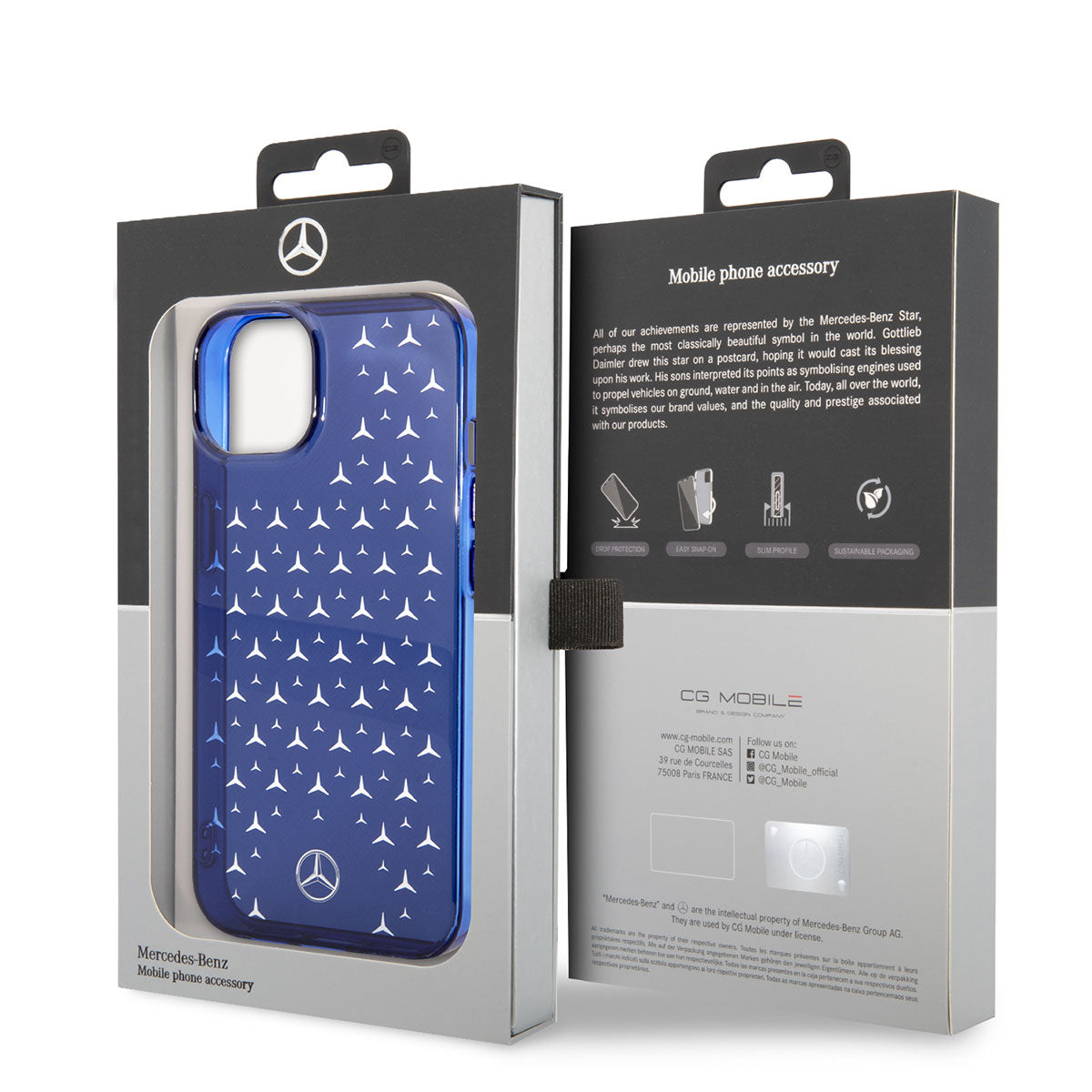 Mercedes Benz iPhone 14 Plus Transparan Yıldızlı Dizayn Telefon Kılıfı