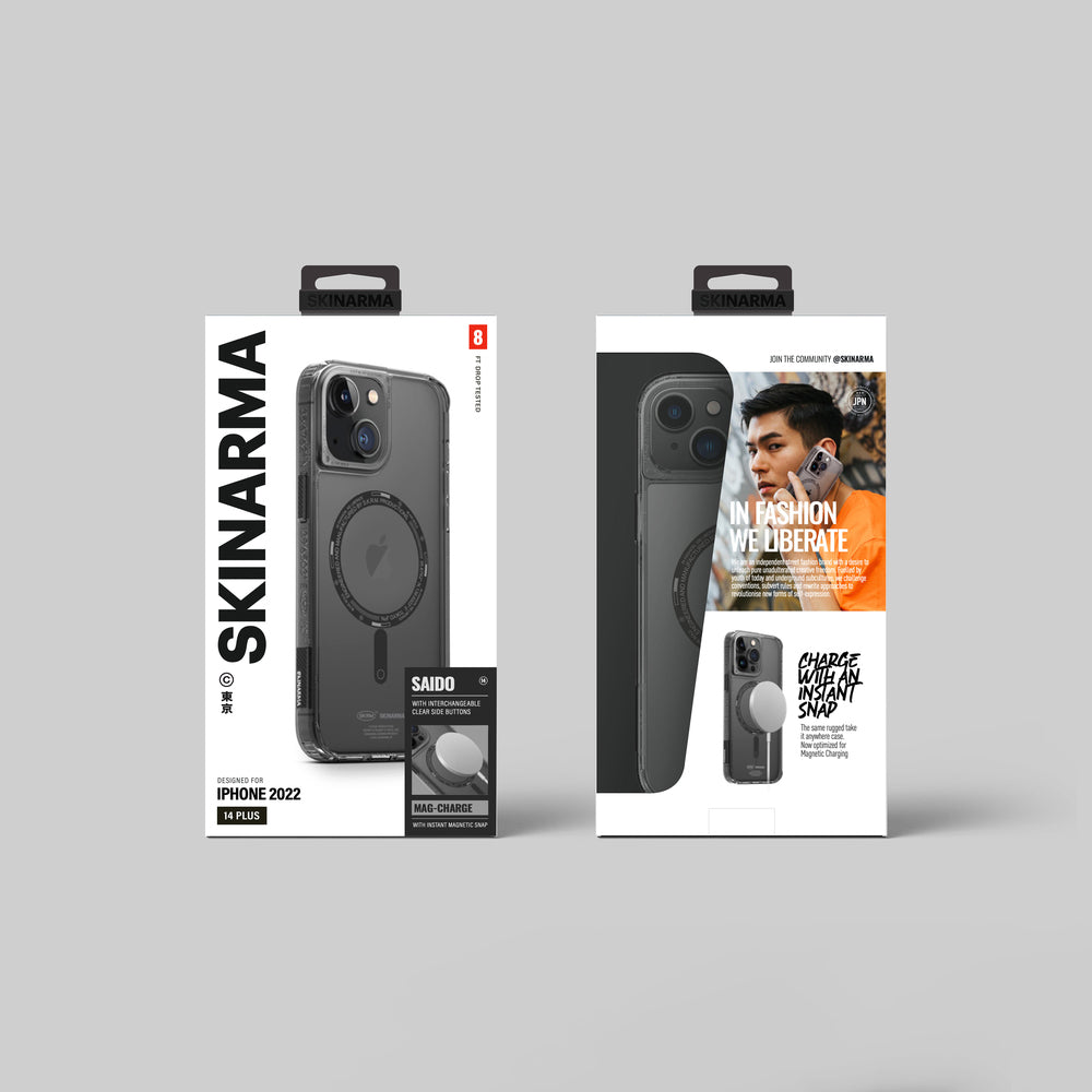 SkinArma iPhone 14 Plus Şeffaf Airbag Tasarımlı M-safe Şarj Özellikli Saido Telefon Kılıfı