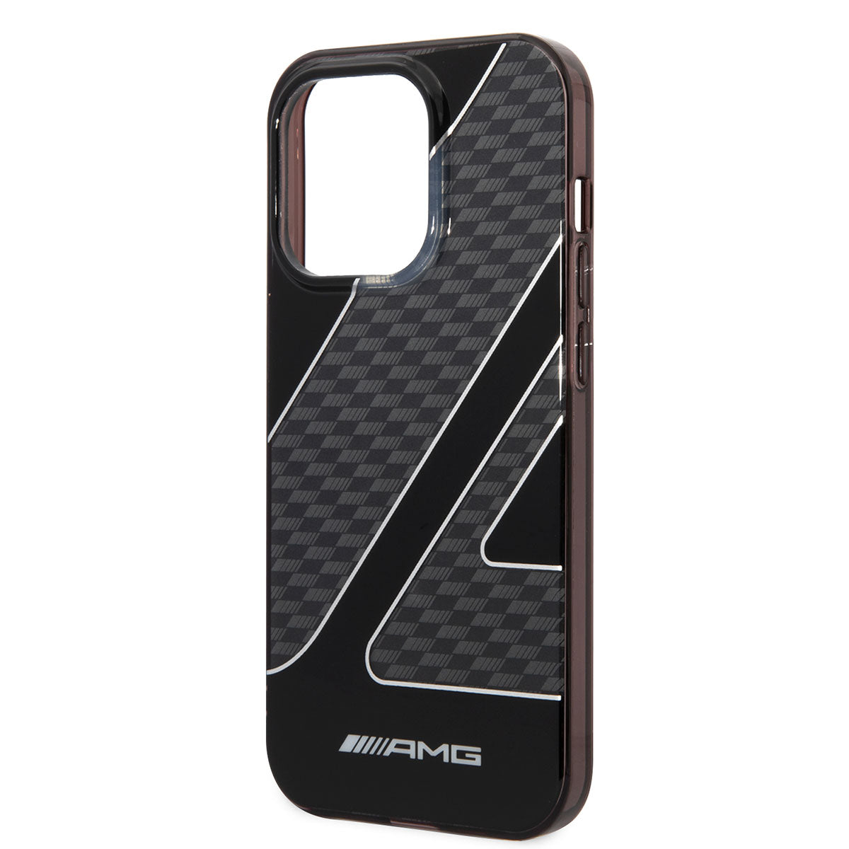 AMG iPhone 14 Pro Transparan Çift Katmanlı Damalı Bayrak Dizayn Kılıf