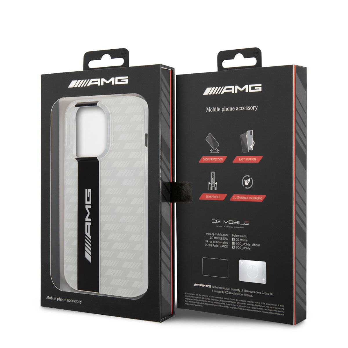 AMG iPhone 14 Pro Transparan Çift Katmanlı Karbon Dizayn II Telefon Kılıfı