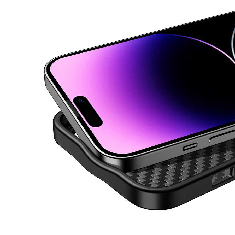 Wlons Radison iPhone 14 Pro Kılıf Aramid Karbon Fiber Magsafe Telefon Kılıfı - 12