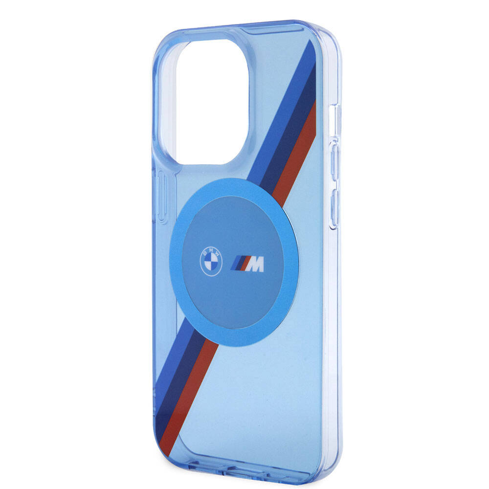 BMW iPhone 14 Pro Magsafe Şarj Özellikli Transparan Tricolor Stripes Orjinal Lisanslı Telefon Kılıfı