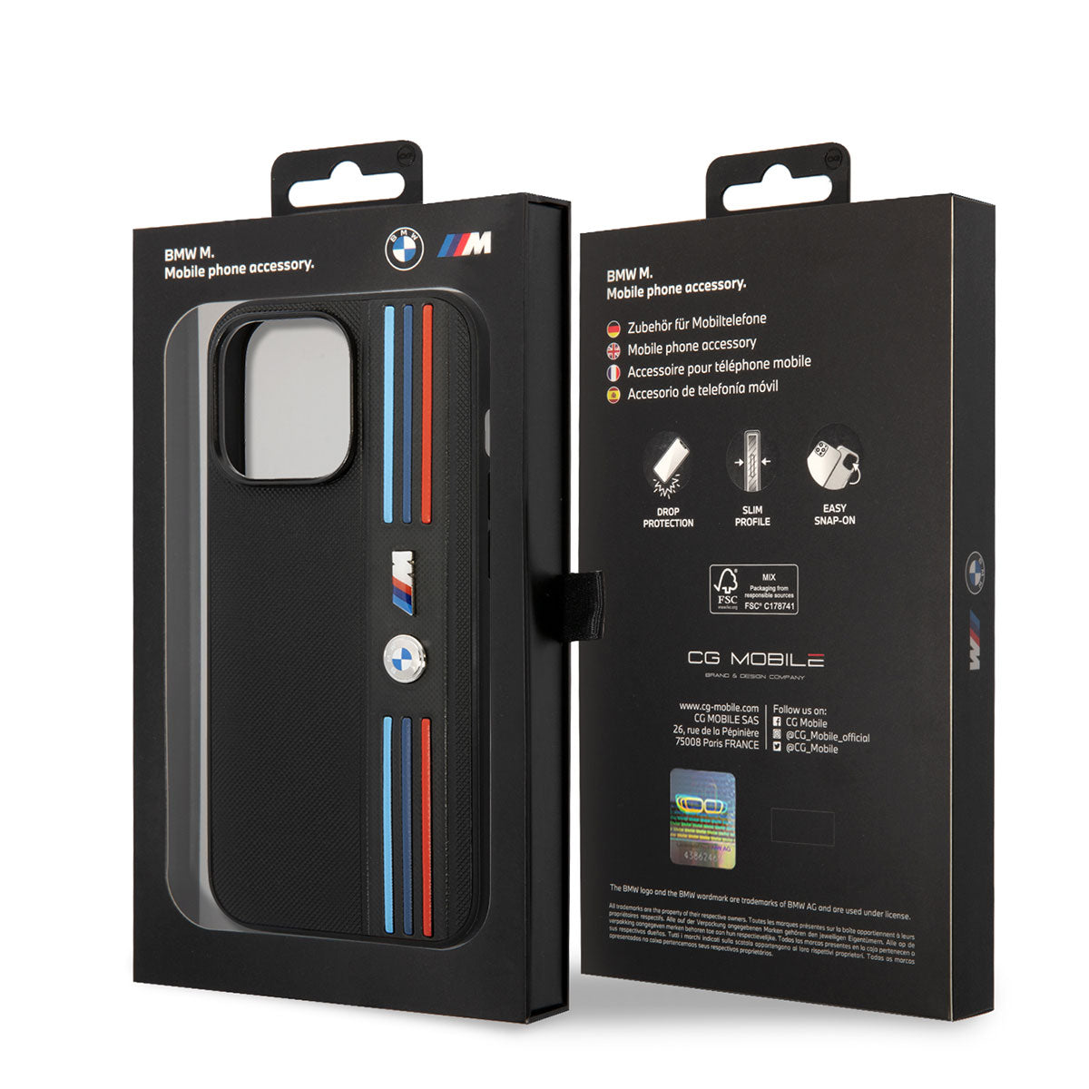 BMW iPhone 14 Pro PU Deri 3 Renkli Çizgili Örgü Dizayn Kılıf