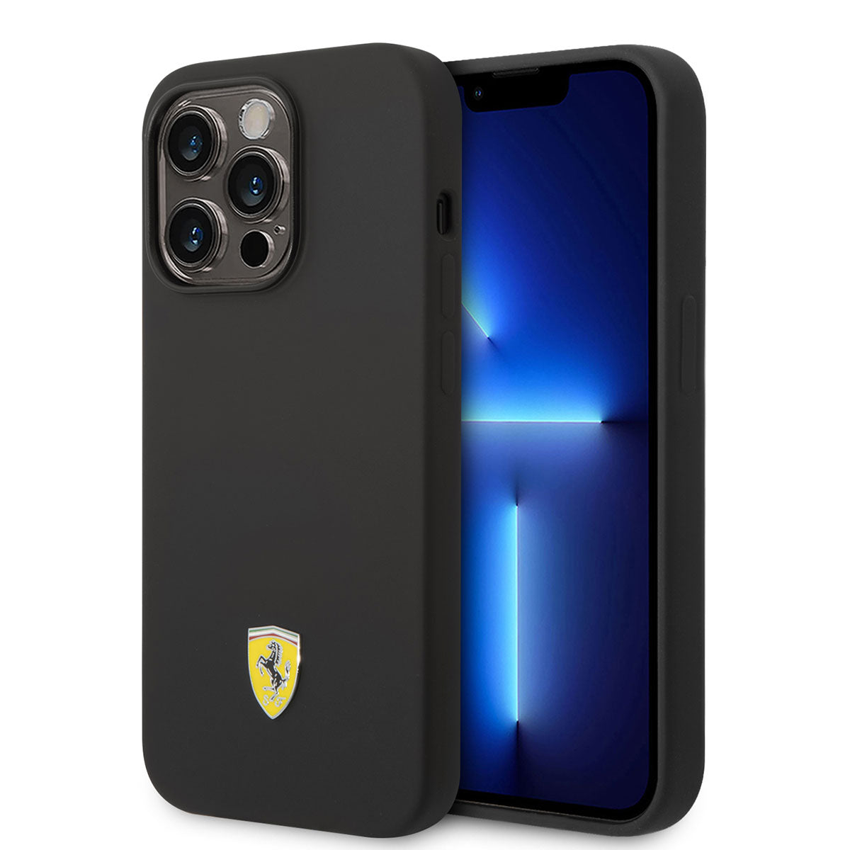 Ferrari iPhone 14 Pro M-safe Şarj Özellikli Silikon Metal Logo Dizayn Telefon Kılıfı