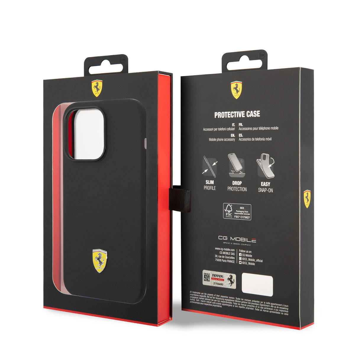 Ferrari iPhone 14 Pro M-safe Şarj Özellikli Silikon Metal Logo Dizayn Telefon Kılıfı