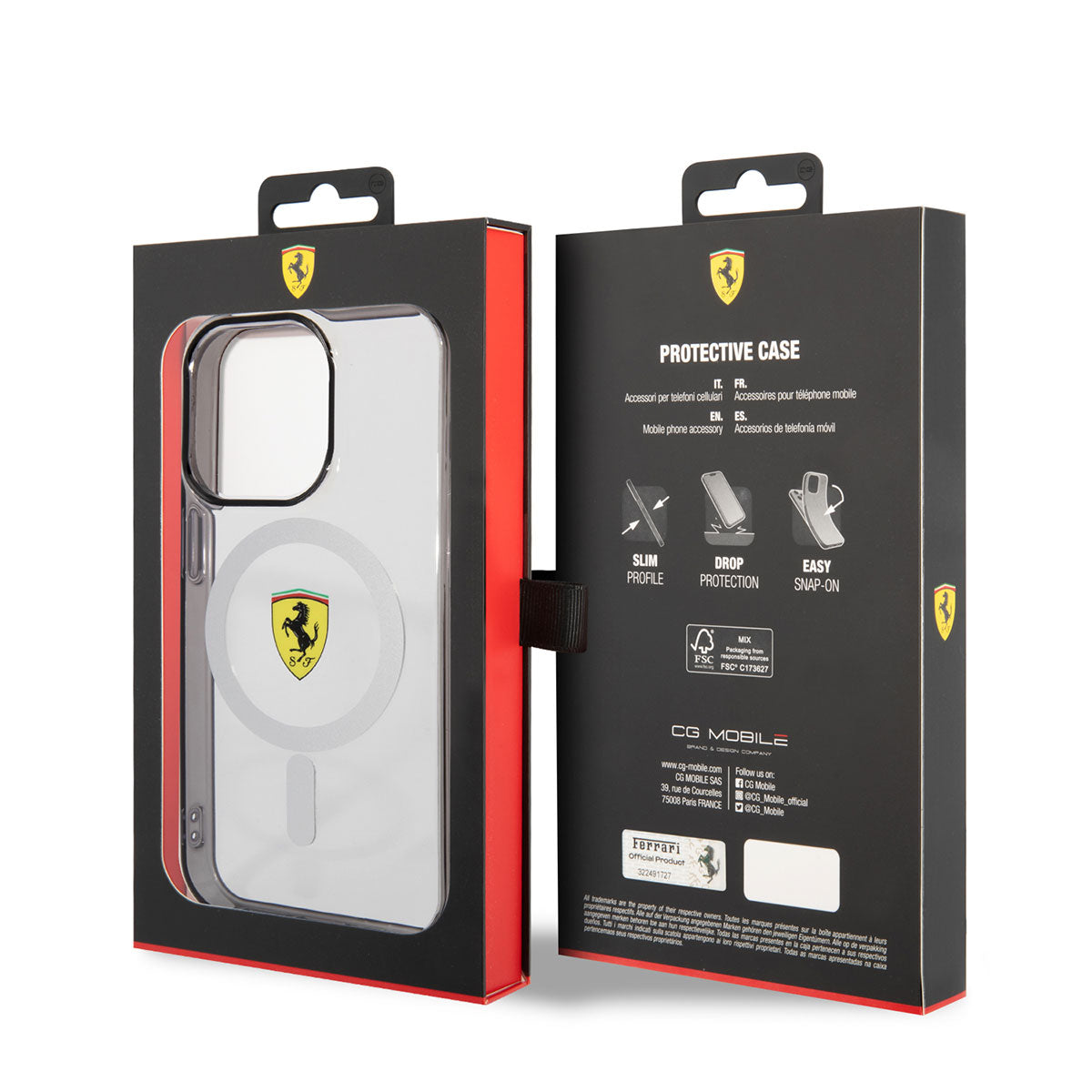 Ferrari iPhone 14 Pro M-safe Şarj Özellikli Transparan Dizayn Telefon Kılıfı