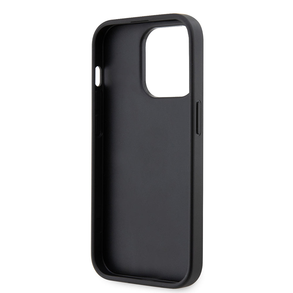 Ferrari iPhone 14 Pro Orjinal Lisanlı Klasik Metal Logolu Delikli Standlı Karbon Kılıf