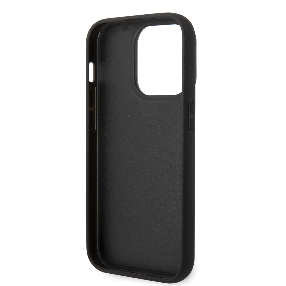 Ferrari iPhone 14 Pro Orjinal Lisanlı Klasik Metal Logolu Karbon Şerit Desenli Kılıf