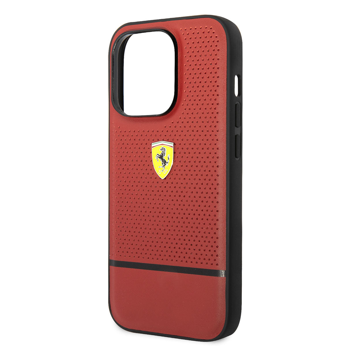 Ferrari iPhone 14 Pro Orjinal Lisanslı Deri Delikli Ve Çizgili Dizayn Telefon Kılıfı