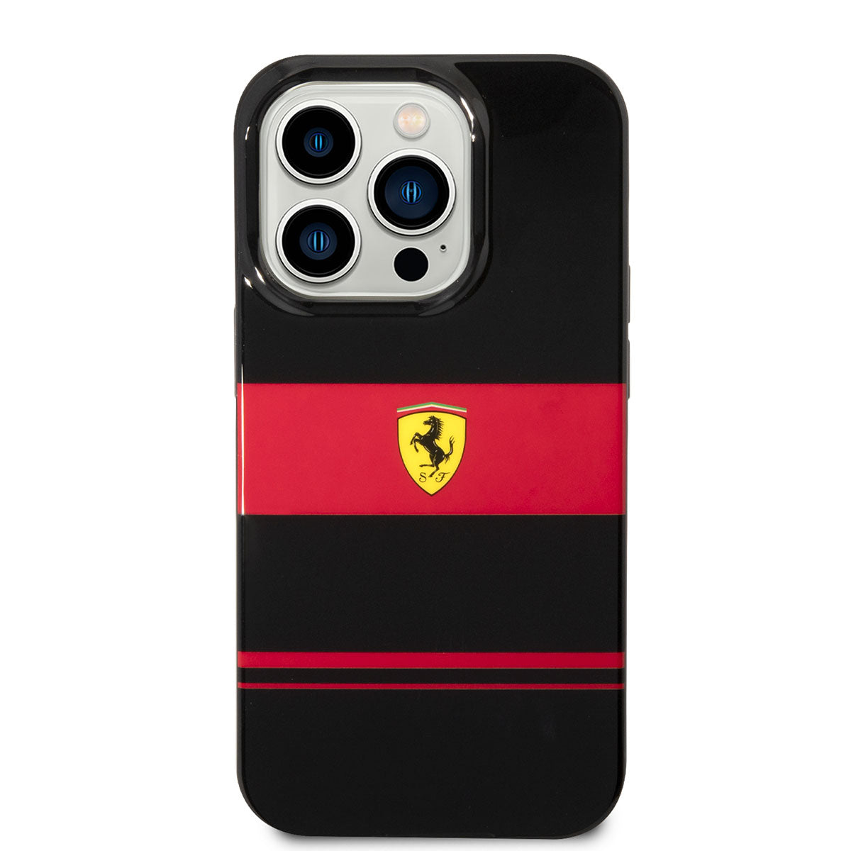 Ferrari iPhone 14 Pro Orjinal Lisanslı M-safe Şarj Özellikli Yatay Çizgili Dizayn Kılıf