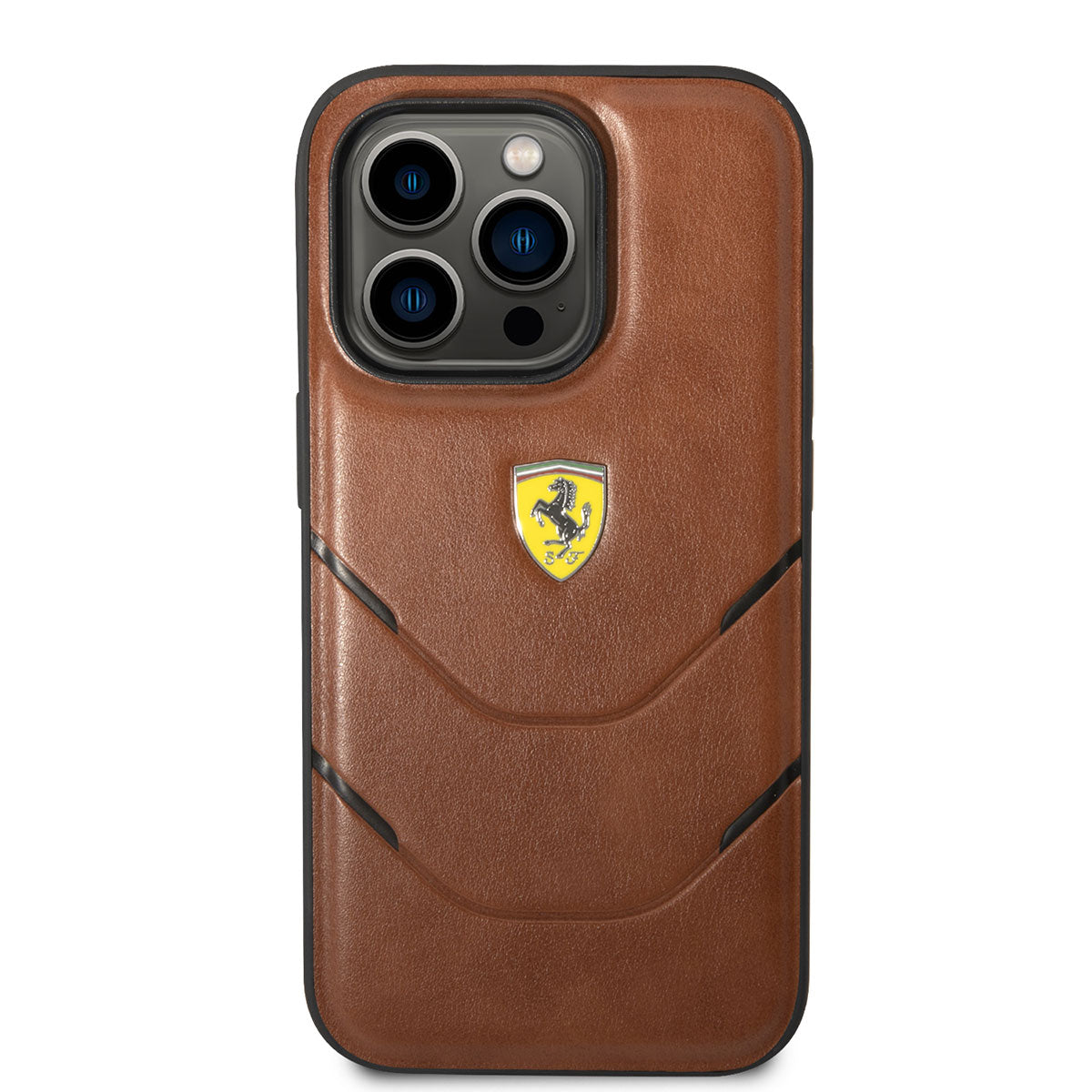 Ferrari iPhone 14 Pro Orjinal Lisanslı PU Deri Sıcak Baskı Çizgili Dizayn Telefon Kılıfı