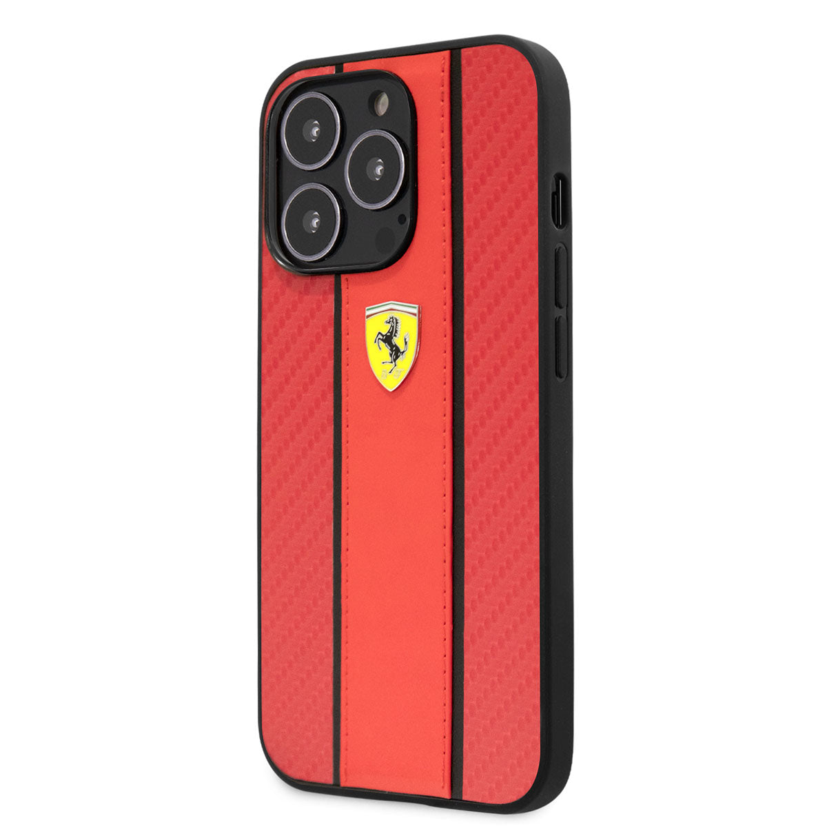 Ferrari iPhone 14 Pro PU Deri Ve Karbon Dizayn Telefon Kılıfı