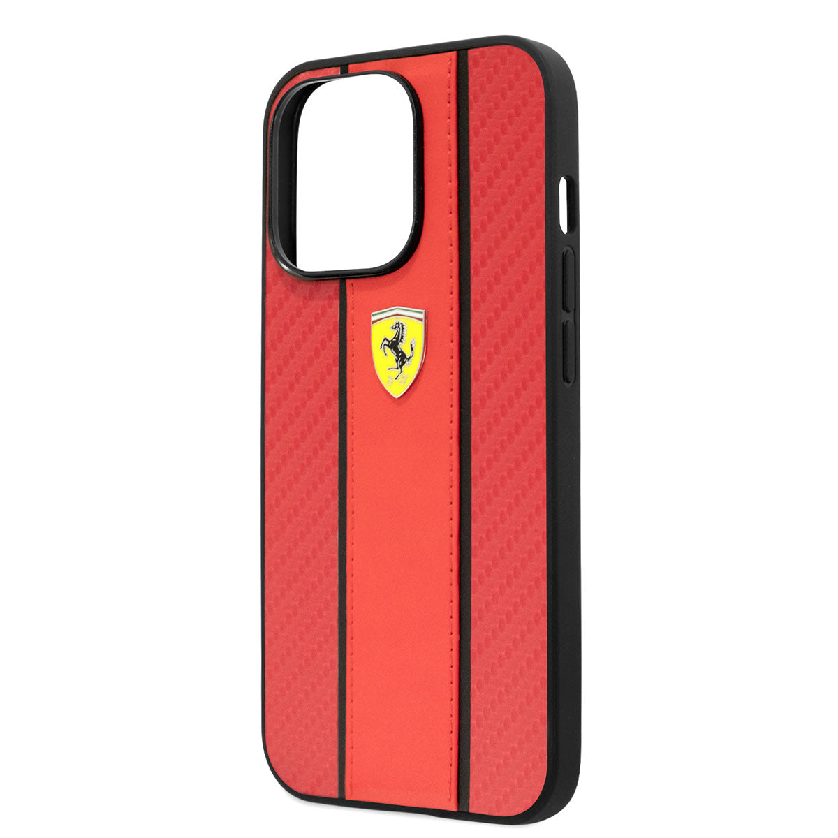 Ferrari iPhone 14 Pro PU Deri Ve Karbon Dizayn Telefon Kılıfı