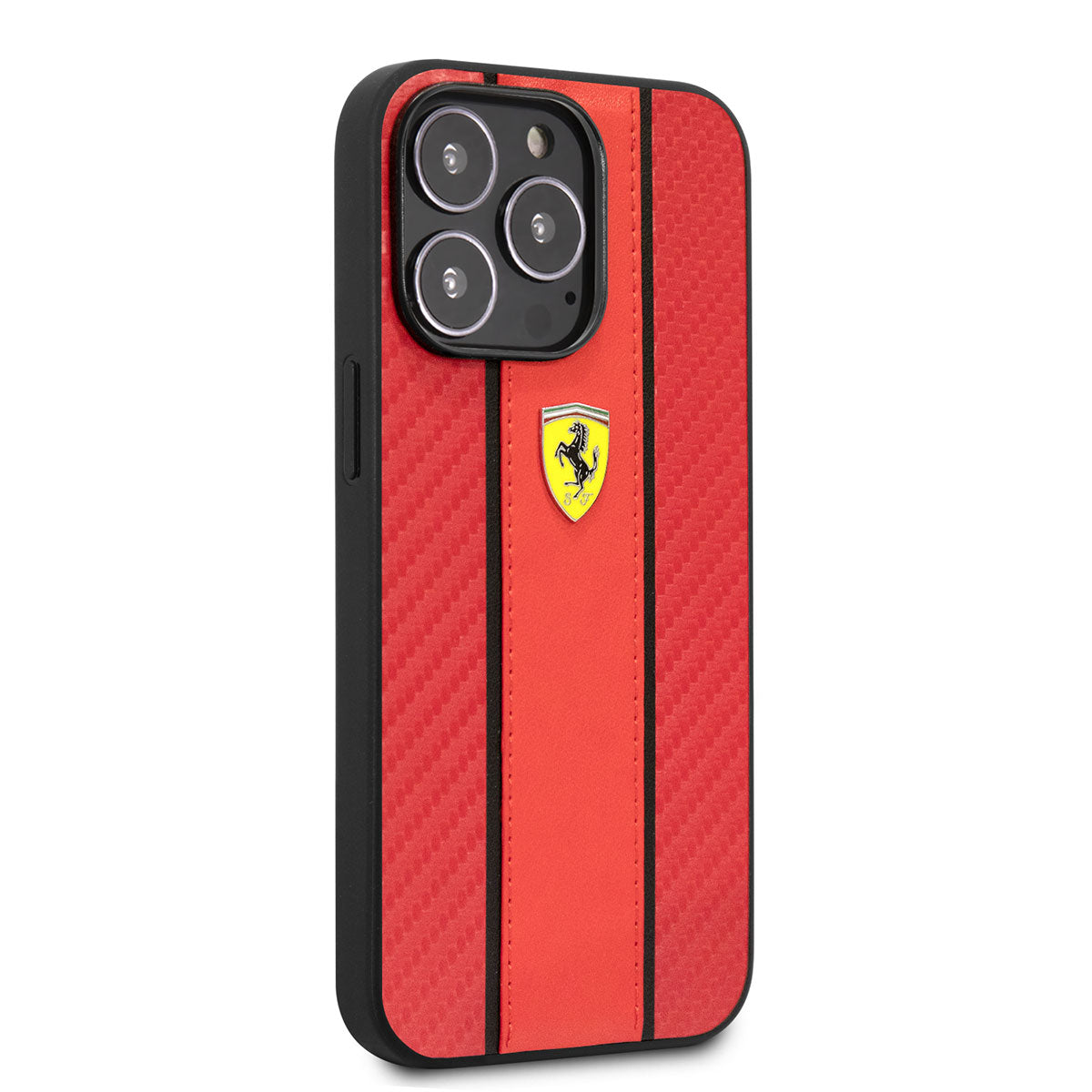 Ferrari iPhone 14 Pro PU Deri Ve Karbon Dizayn Telefon Kılıfı