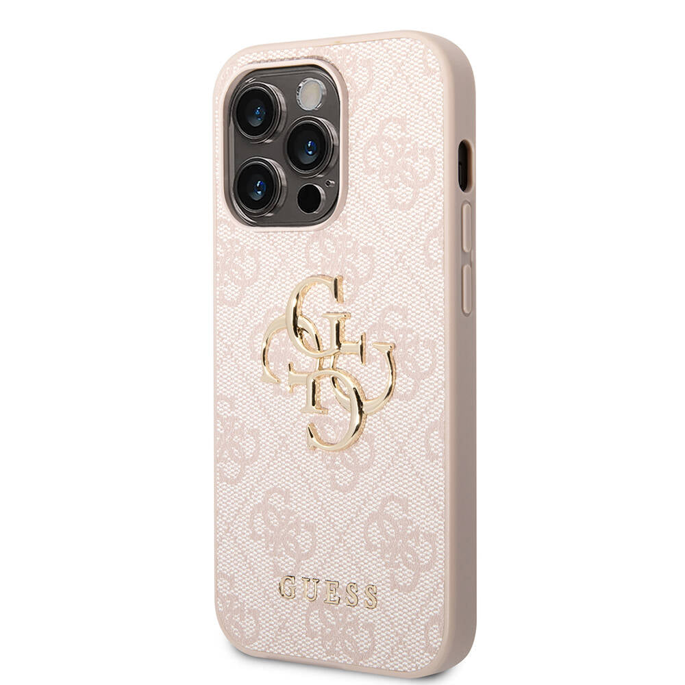 Guess iPhone 14 Pro PU Deri Büyük Metal Logo Dizaynlı Kılıf