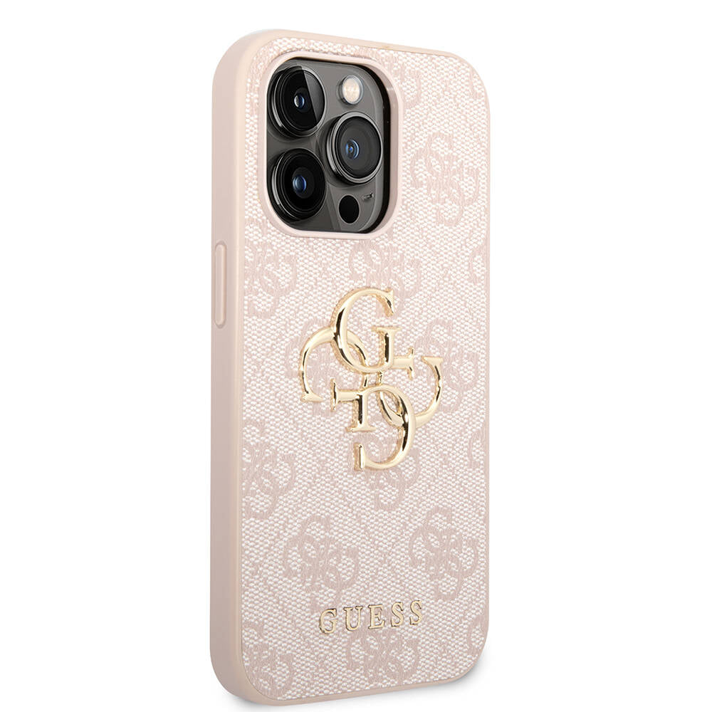 Guess iPhone 14 Pro PU Deri Büyük Metal Logo Dizaynlı Kılıf