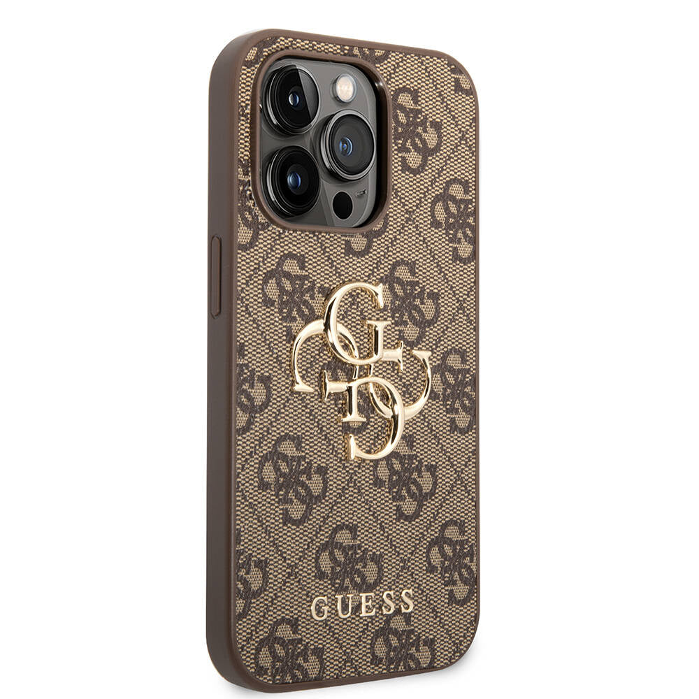Guess iPhone 14 Pro PU Deri Büyük Metal Logo Dizaynlı Kılıf