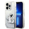 Karl Lagerfeld iPhone 14 Pro Kılıf Sıvılı Simli Choupette Dizayn Telefon Kılıfı