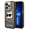 Karl Lagerfeld iPhone 14 Pro Kılıf Sıvılı Simli Choupette Head Dizayn Kapak