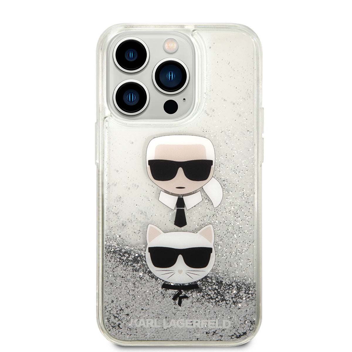 Karl Lagerfeld iPhone 14 Pro Sıvılı Simli K&C Head Dizayn Telefon Kılıfı