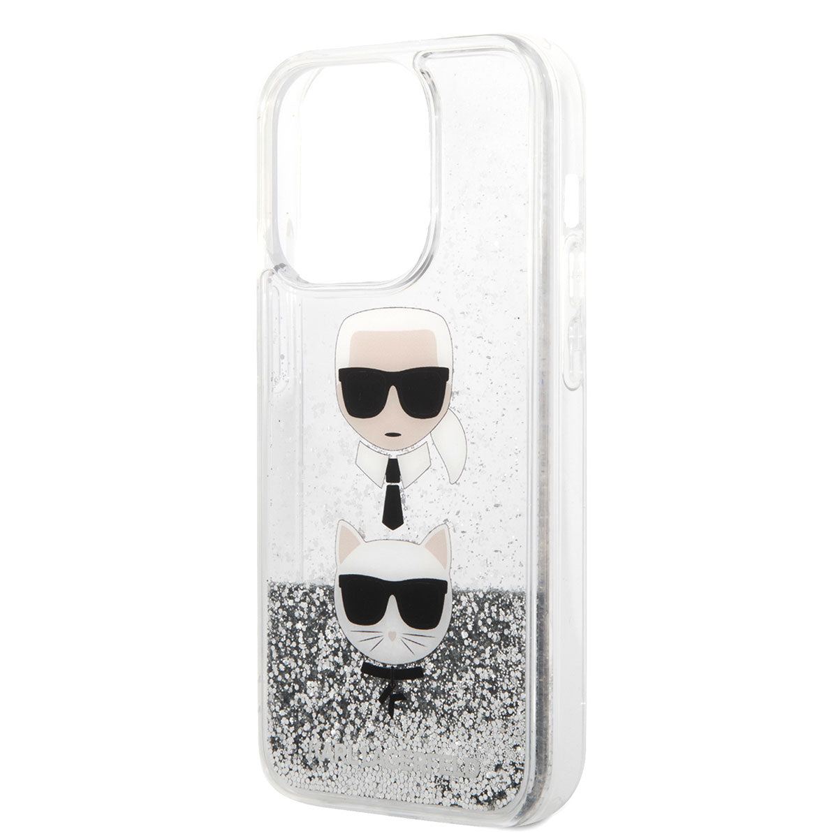 Karl Lagerfeld iPhone 14 Pro Sıvılı Simli K&C Head Dizayn Telefon Kılıfı