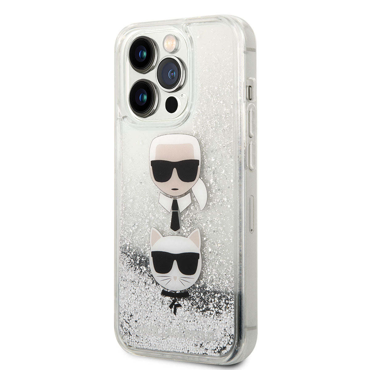 Karl Lagerfeld iPhone 14 Pro Sıvılı Simli K&C Head Dizayn Telefon Kılıfı