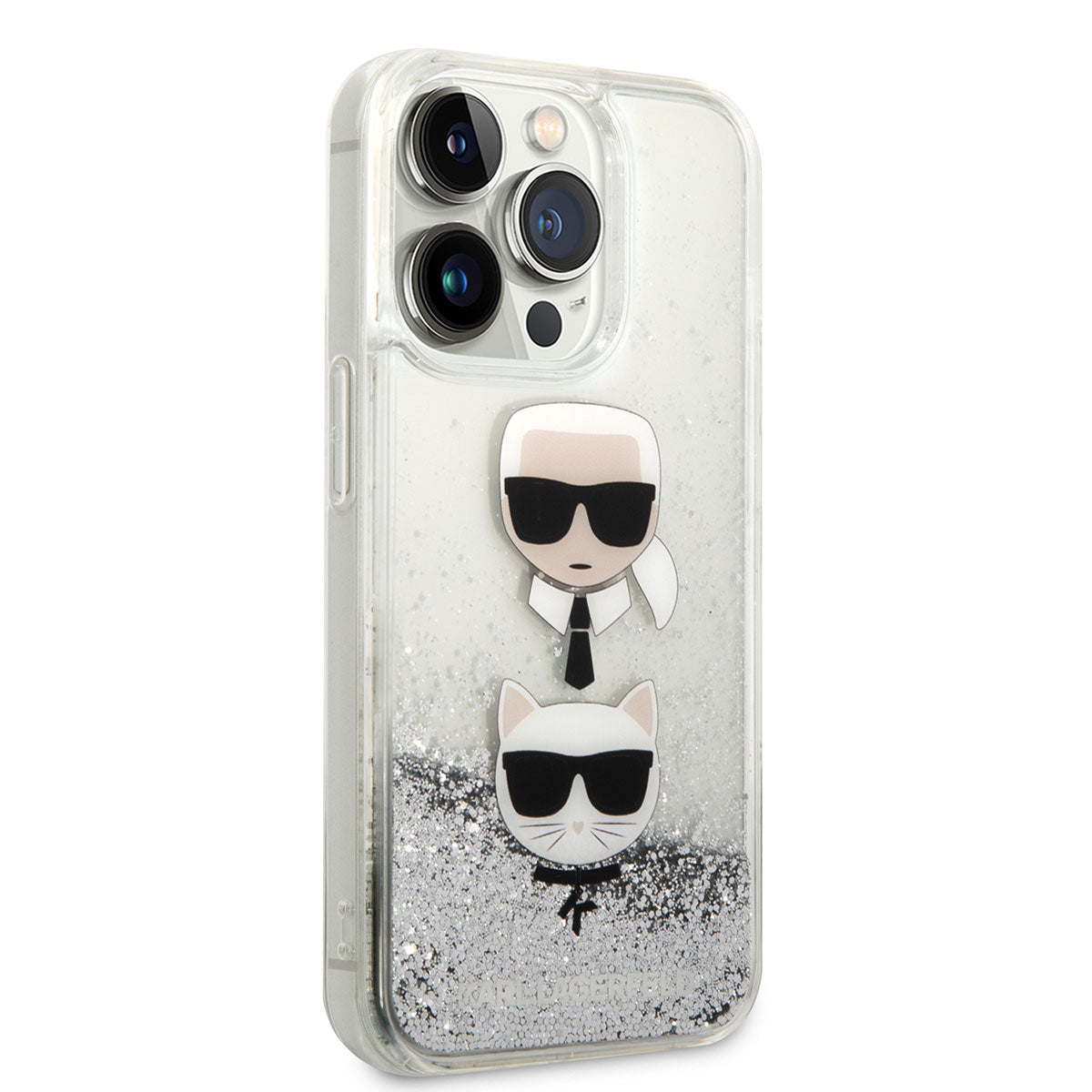 Karl Lagerfeld iPhone 14 Pro Sıvılı Simli K&C Head Dizayn Telefon Kılıfı