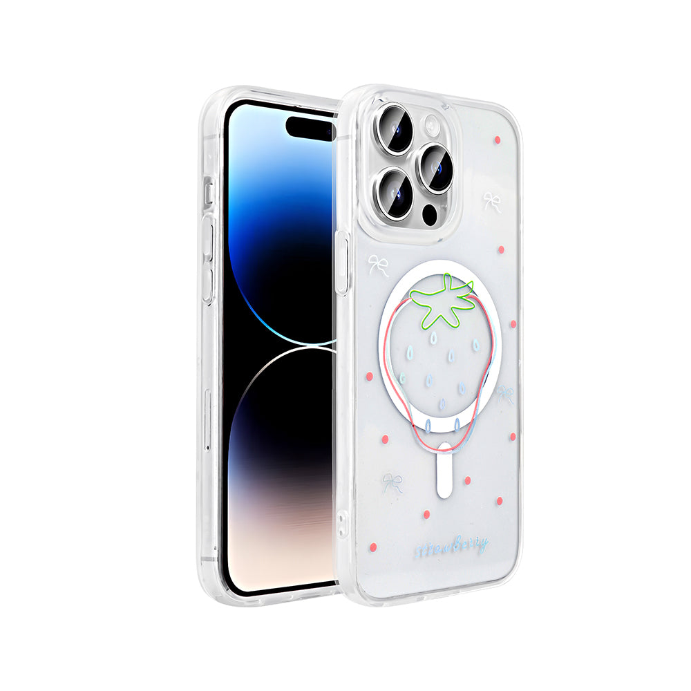 Cepax iPhone 14 Pro M-Safe Şarj Özellikli Şeffaf Folk Sert Kılıf