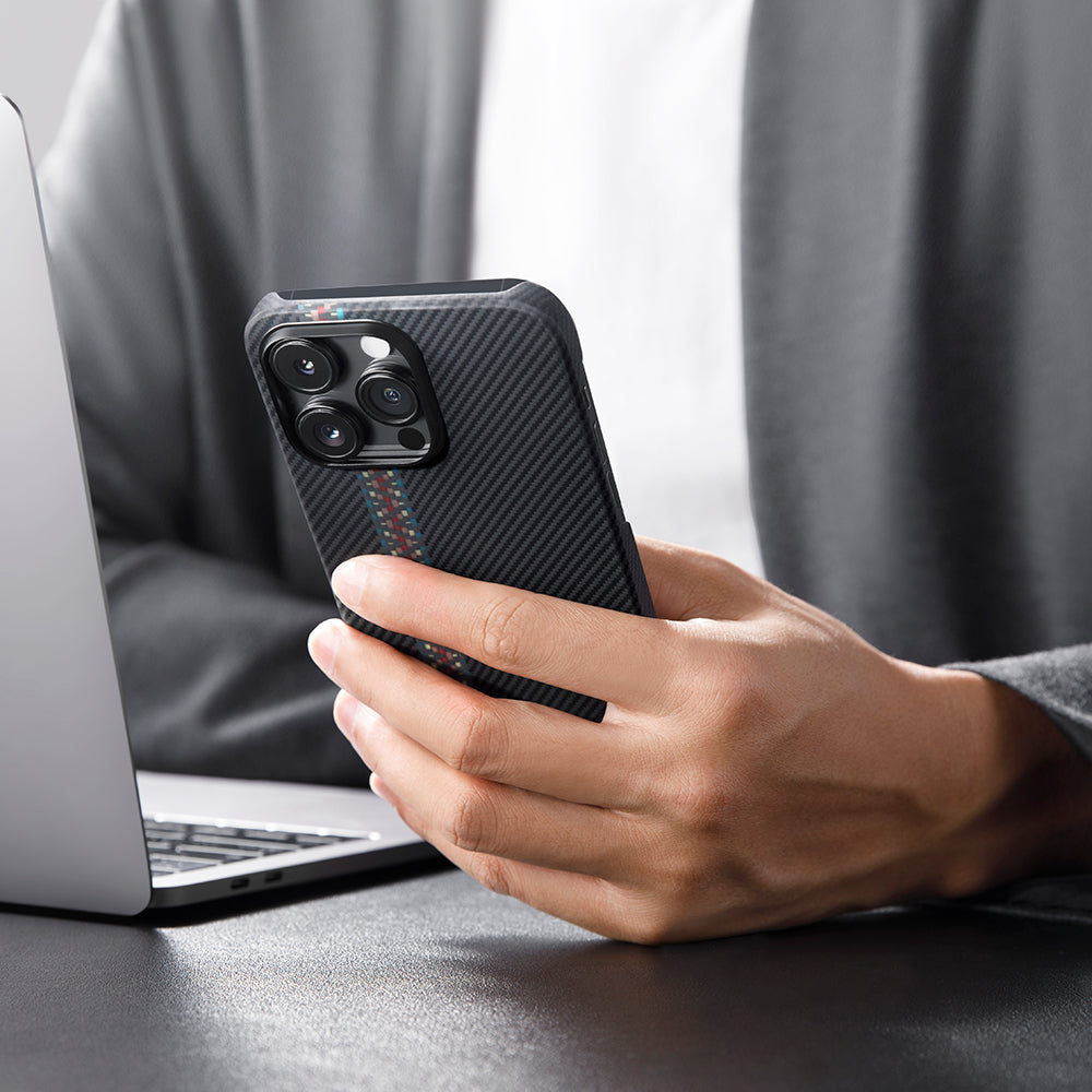 Pitaka Tactile Woven Orchestra Serisi iPhone 14 Pro M-safe Şarj Özellikli 600D Aramid Fiber Rhapsody Kılıf