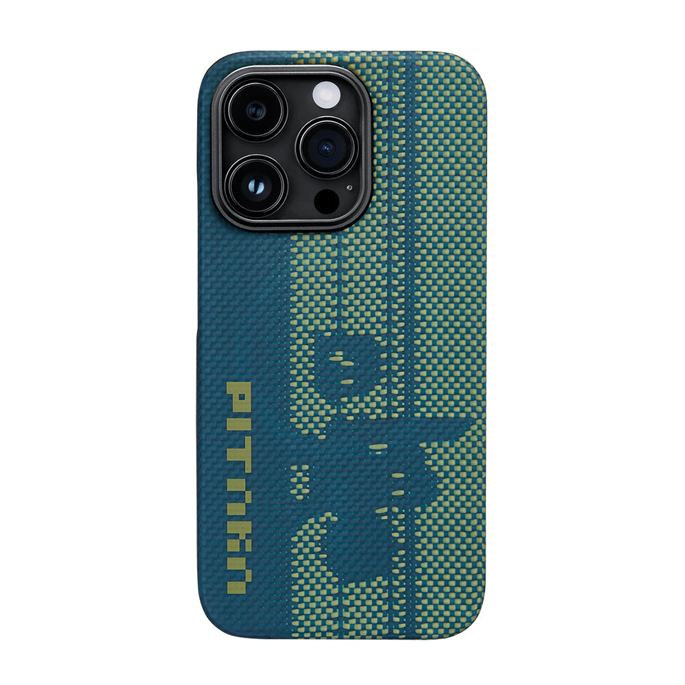 Pitaka Tactile Woven Pixel iPhone 14 Pro M-safe Şarj Özellikli Aramid Fiber Game Kılıf