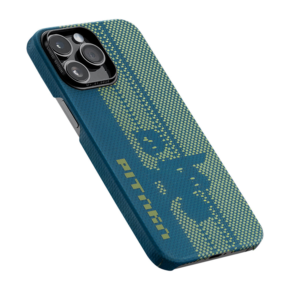 Pitaka Tactile Woven Pixel iPhone 14 Pro M-safe Şarj Özellikli Aramid Fiber Game Kılıf