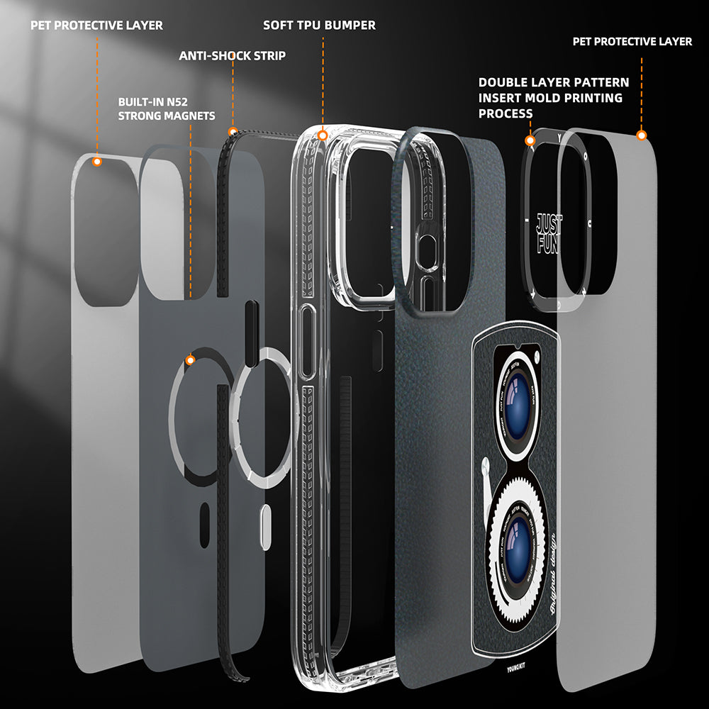 iPhone 14 Pro Kılıf M-safe Şarj Özellikli Lens Figürlü YoungKit Art Film Serisi Kılıf - 7