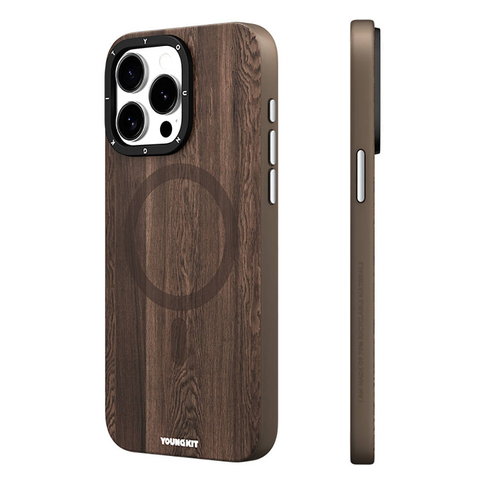 Youngkit Wood Forest Serisi iPhone 14 Pro Magsafe Şarj Özellikli Sararmaya Dayanıklı Telefon Kılıfı - 1